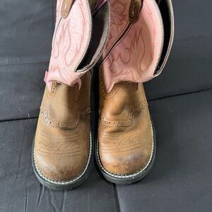 Brown and Pink Ankle Boots